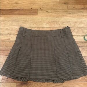 Zara Houndstooth Pleated Mini Skirt | Size M | Brown & Black | Low Rise | Y2K